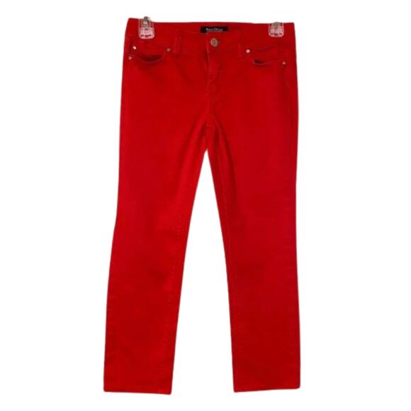 White House Black Market Womens Slim Crop Red Jeans sz 00 - Picture 2 of 7